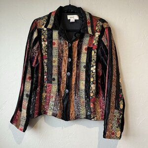 Velvet Jacket Patchwork Fairy Cottage-l core Quilted Whimsigoth fairy boho Vtg